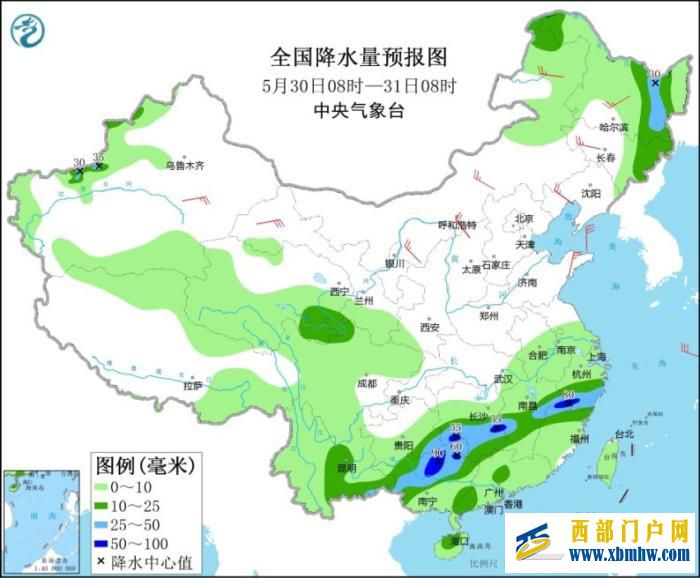 江南华南及贵州等地多降雨新疆西部有强降水(图1)